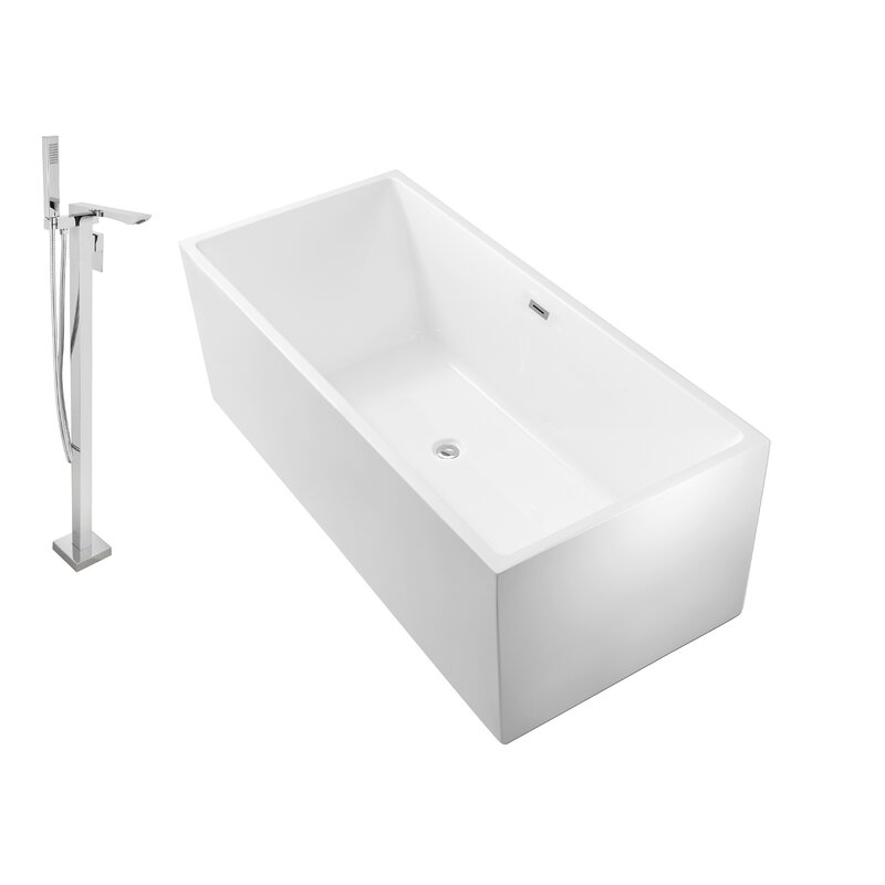 StreamlineBath 58" x 32" Freestanding Soaking Bathtub Wayfair